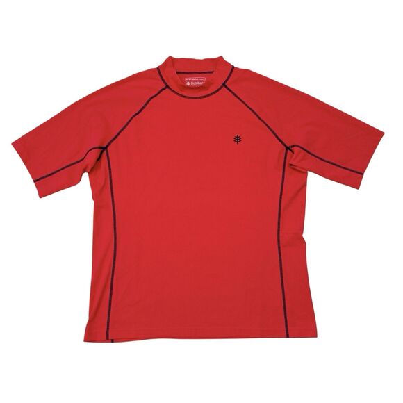 Coolibar Rash Guard Men’s Size Large Red UPF 50 Shirt Surf Swim Sun Beach Pool - Picture 1 of 9